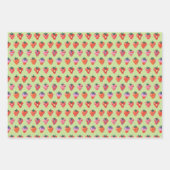 wit-kiwi-pruim geïllustreerde aardbei inpakpapier vel (Voorkant 3)