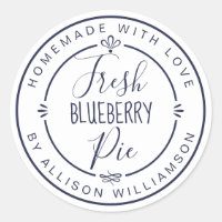 Wit Klassiek Homemade Blauwe Bessen Taart Label