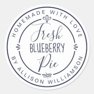 Wit Klassiek Homemade Blauwe Bessen Taart Label