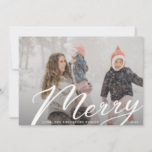 Wit Klassiek Prettig Kerstmis Foto Feestdagenkaart