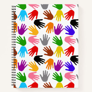 Wit Kleurrijk Handafdruk Patroon Ontwerp Notitieboek