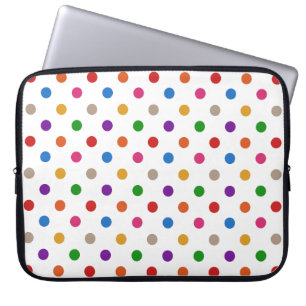 Wit Kleurrijk Regenboog Stippen Design Laptop Sleeve