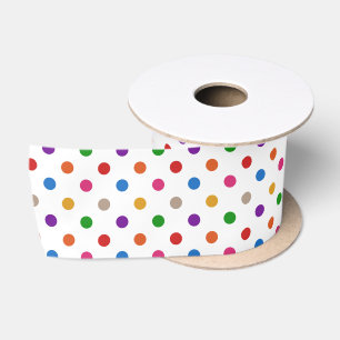 Wit Kleurrijk Regenboog Stippen Design  Lint