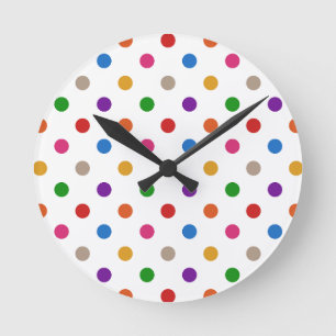 Wit Kleurrijk Regenboog Stippen Design Ronde Klok