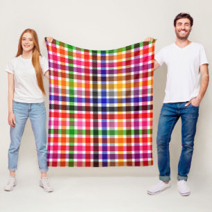 Wit Kleurrijk Twill Geruit Schots Design Fleece Deken