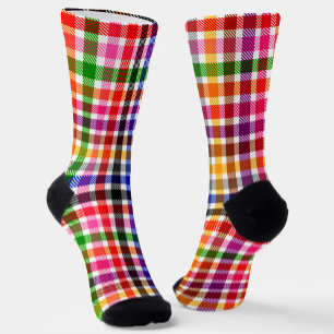 Wit Kleurrijk Twill Geruit Schots Design Sokken