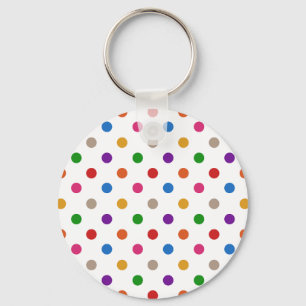 Wit Kleurrijke Regenboog Stippen Design Sleutelhanger