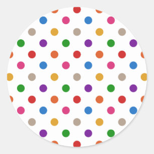 Wit Kleurrijke Regenboog Stippen Ontwerp Ronde Sticker