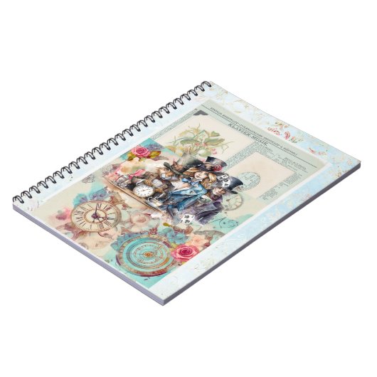 Wit Konijn, Alice & Mad Hatter in Top Hats Notitieboek (Linkerzijde)