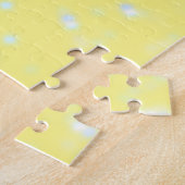 Wit konijn en bloemen legpuzzel (Zijkant)