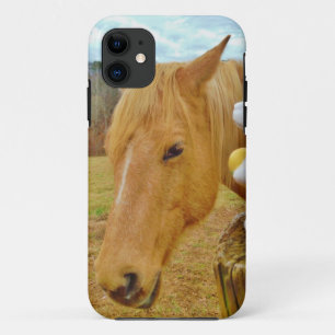Wit konijn en blond geel paard iPhone 11 hoesje