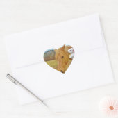Wit konijn en blond geel paard hart sticker (Envelop)