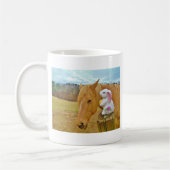 Wit konijn en blond geel paard koffiemok (Links)