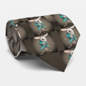 wit konijn met klok stropdas (Opgerold)