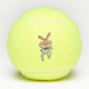 Wit Konijn Oranje neus duimen omhoog Sign Zwart St Tennisballen