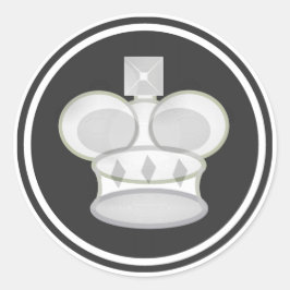 Wit Koning Schaakstuk Ronde Sticker