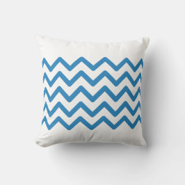 Wit & Koningsblauw Pastelblauw Zigzag Patroon Desi Kussen