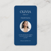 Wit/Koninklijk Blauw Foto Sociale QR Code Visitekaartje (Voorkant)