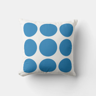 Wit & Koninklijk Pastelblauw Abstract Cirkelontwer Kussen