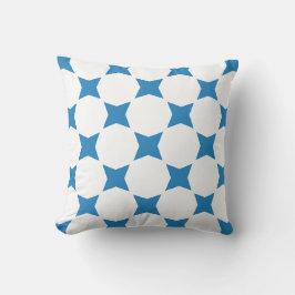 Wit & Koninklijk Pastelblauw Ster Patroon Design Kussen