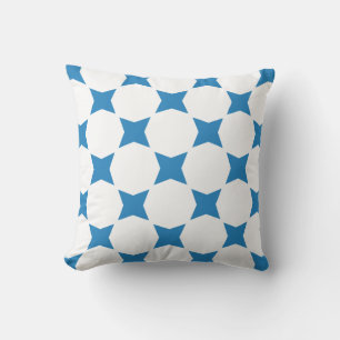 Wit & Koninklijk Pastelblauw Ster Patroon Design Kussen