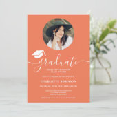 Wit koraal afstuderen script foto afstuderen kaart (Staand voorkant)