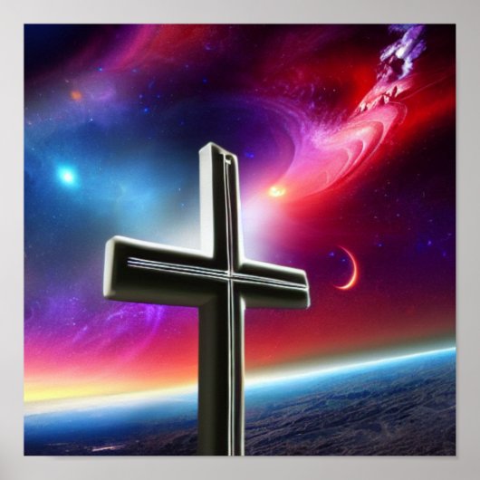 Wit kruis over het blauwe Poster (Voorkant)