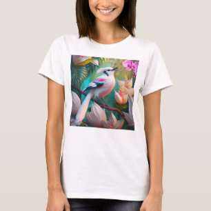 Wit Kuif Blozend Borst Fantasie Vogel T-shirt