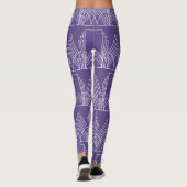 Wit kunstdeco geometrisch patroon op ultraviolet leggings (Achterkant)