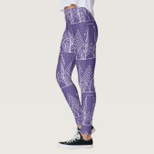 Wit kunstdeco geometrisch patroon op ultraviolet leggings (Links)