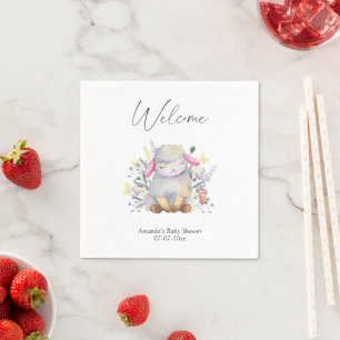 Wit lammetje - welkom baby shower servet