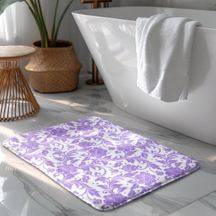 Wit & lavendel glinsterend damastpatroon badmat