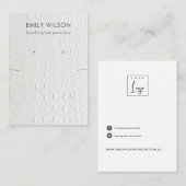 WIT LEATHER TEXTURE KETTING EARRING DISPLAY VISITEKAARTJE (Voorkant / Achterkant)