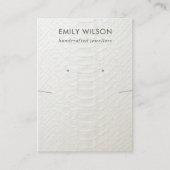 WIT LEATHER TEXTURE KETTING EARRING DISPLAY VISITEKAARTJE (Voorkant)