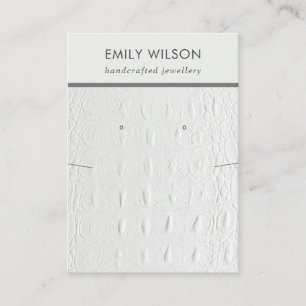 WIT LEATHER TEXTURE KETTING EARRING DISPLAY VISITEKAARTJE