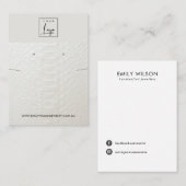 WIT LEATHER TEXTURE KETTING EARRING DISPLAY VISITEKAARTJE (Voorkant / Achterkant)