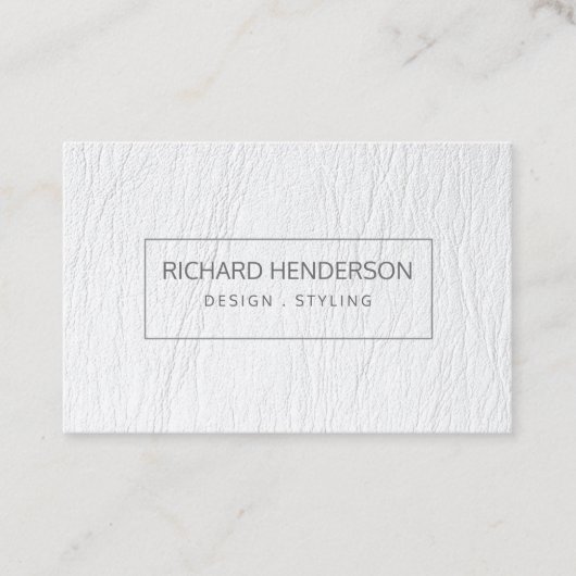 Wit leder Eenvoudig geometrisch minimaal modern Visitekaartje (Voorkant)