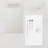 WIT-LEDER TEXTURE KETTING BRACELET WEERGEVEN VISITEKAARTJE (Voorkant / Achterkant)