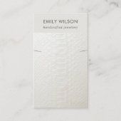 WIT-LEDER TEXTURE KETTING BRACELET WEERGEVEN VISITEKAARTJE (Voorkant)