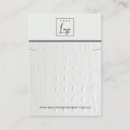 WIT-LEDER TEXTURE KETTING BRACELET WEERGEVEN VISITEKAARTJE (Voorkant)