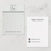 WIT-LEDER TEXTURE KETTING BRACELET WEERGEVEN VISITEKAARTJE (Voorkant / Achterkant)