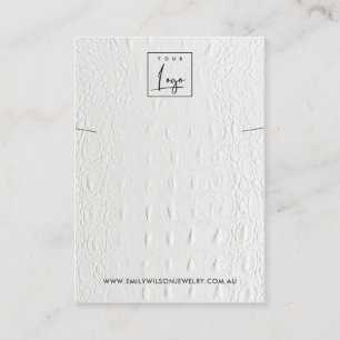 WIT-LEDER TEXTURE KETTING BRACELET WEERGEVEN VISITEKAARTJE