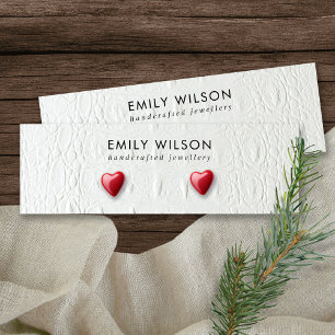 WIT-LEDER TEXTURE STUD EARRING DISPLAY-KAART MINI VISITEKAARTJE