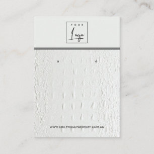 WIT-LEDER TEXTURE STUD EARRING DISPLAY-KAART VISITEKAARTJE