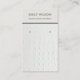 WIT-LEDER TEXTURE STUD EARRING DISPLAY-KAART VISITEKAARTJE
