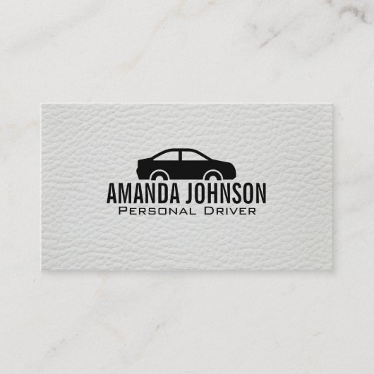wit leer | Auto Visitekaartje (Voorkant)