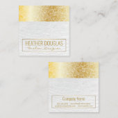 Wit leer | Luxe goud textuur Vierkante Visitekaartje (Voorkant / Achterkant)