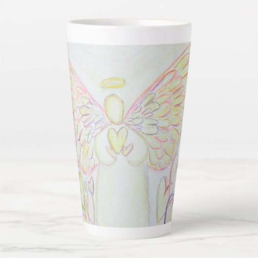 Wit Licht Guardian Angel Custom Latte Mok Cup (Voorkant)