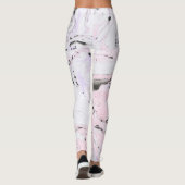 Wit Licht Roze & Grijs Marmeren Swirls Leggings (Achterkant)