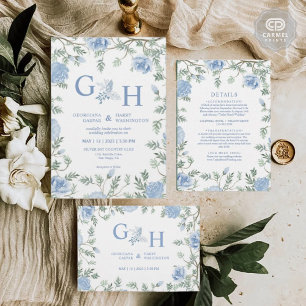 Wit Licht Zachte Paste Blauwe Bloemen Bloemen Huwe Kaart